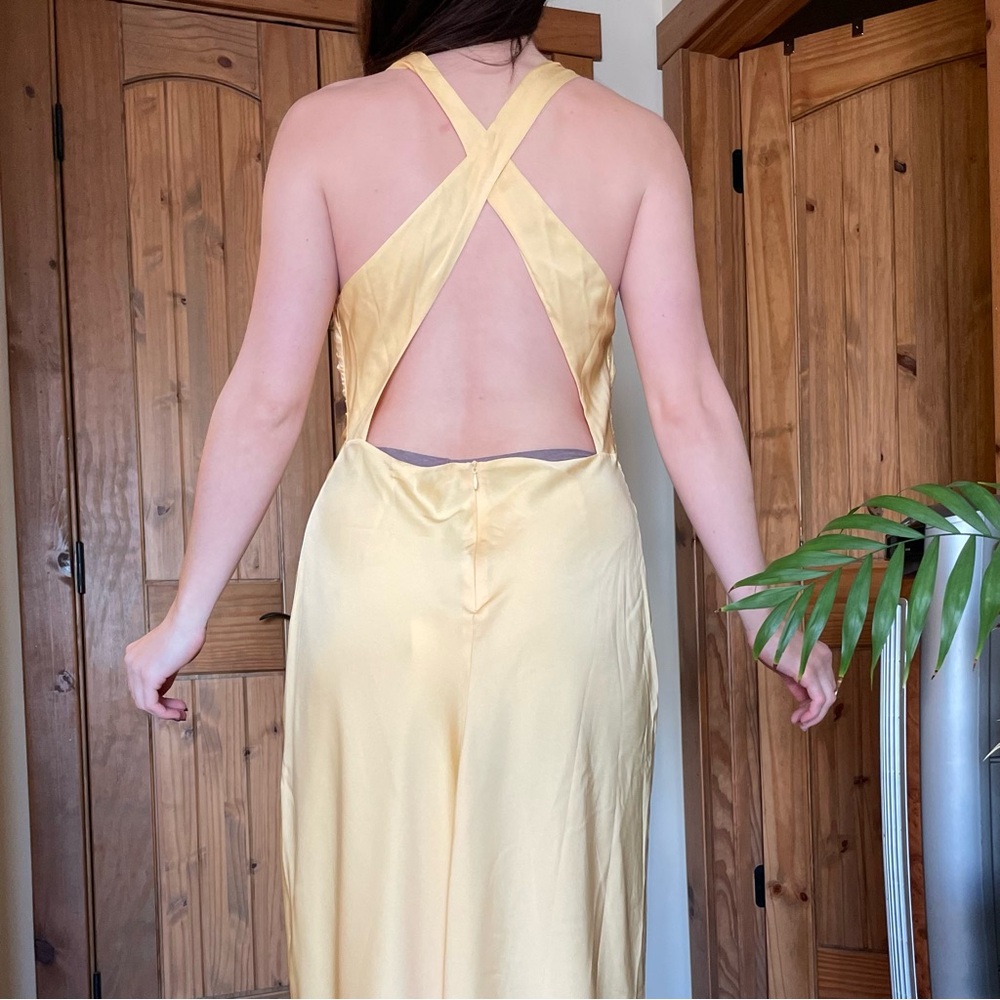 Quince Washable Stretch Silk High Neck Midi Dress Butter Yellow Large NWT - Picture 10 of 16